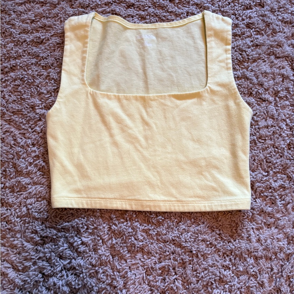 wild fable Pale Yellow Square-Neck Crop Tank